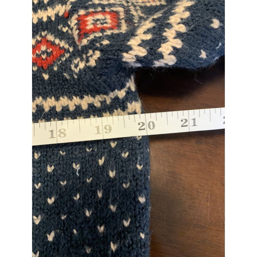 American Eagle M Fair Isle Knit Y2K Pullover Sweater Hoodie Blue - Picture 5 of 8